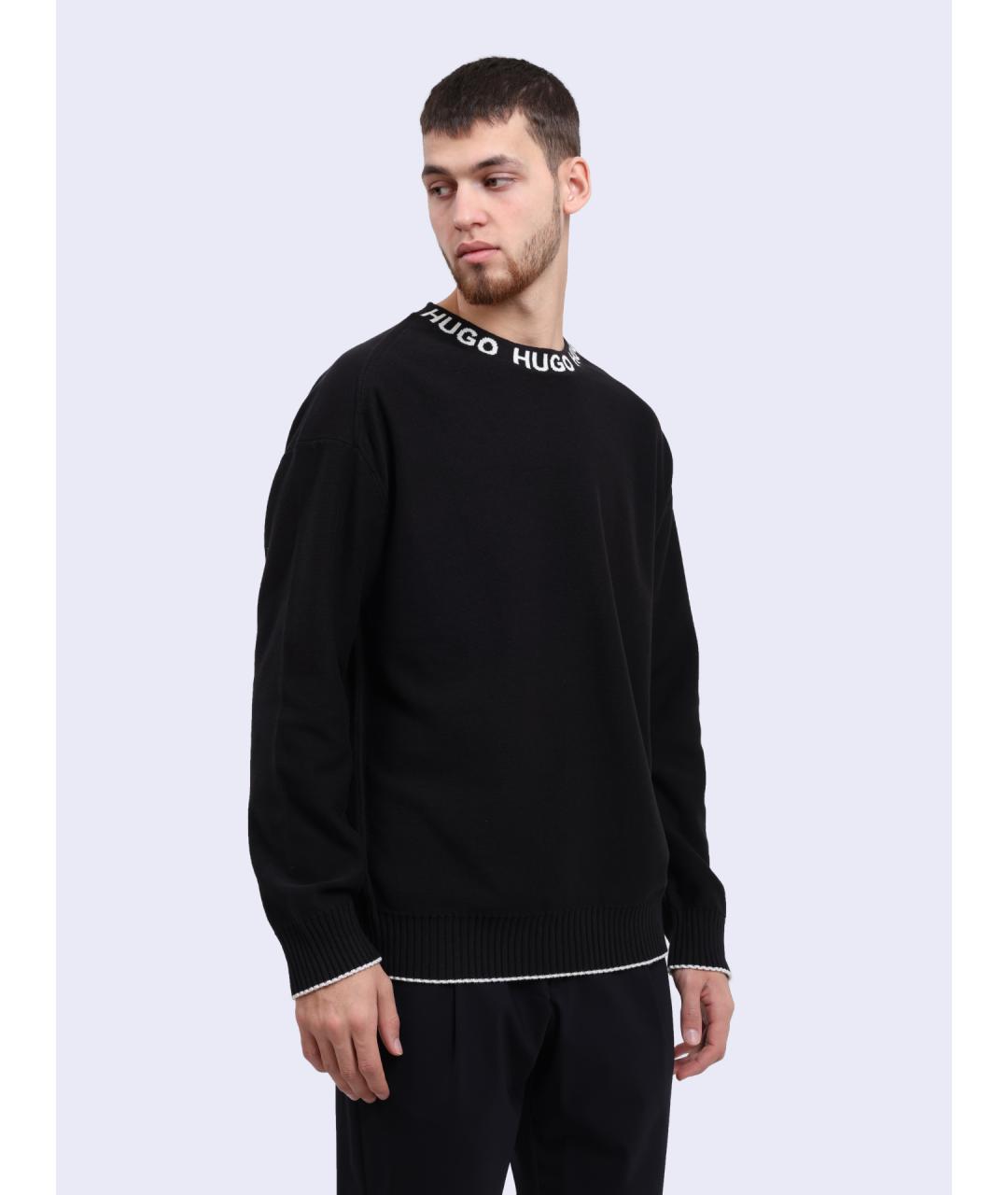 HUGO Черный хлопковый джемпер / свитер, фото 3