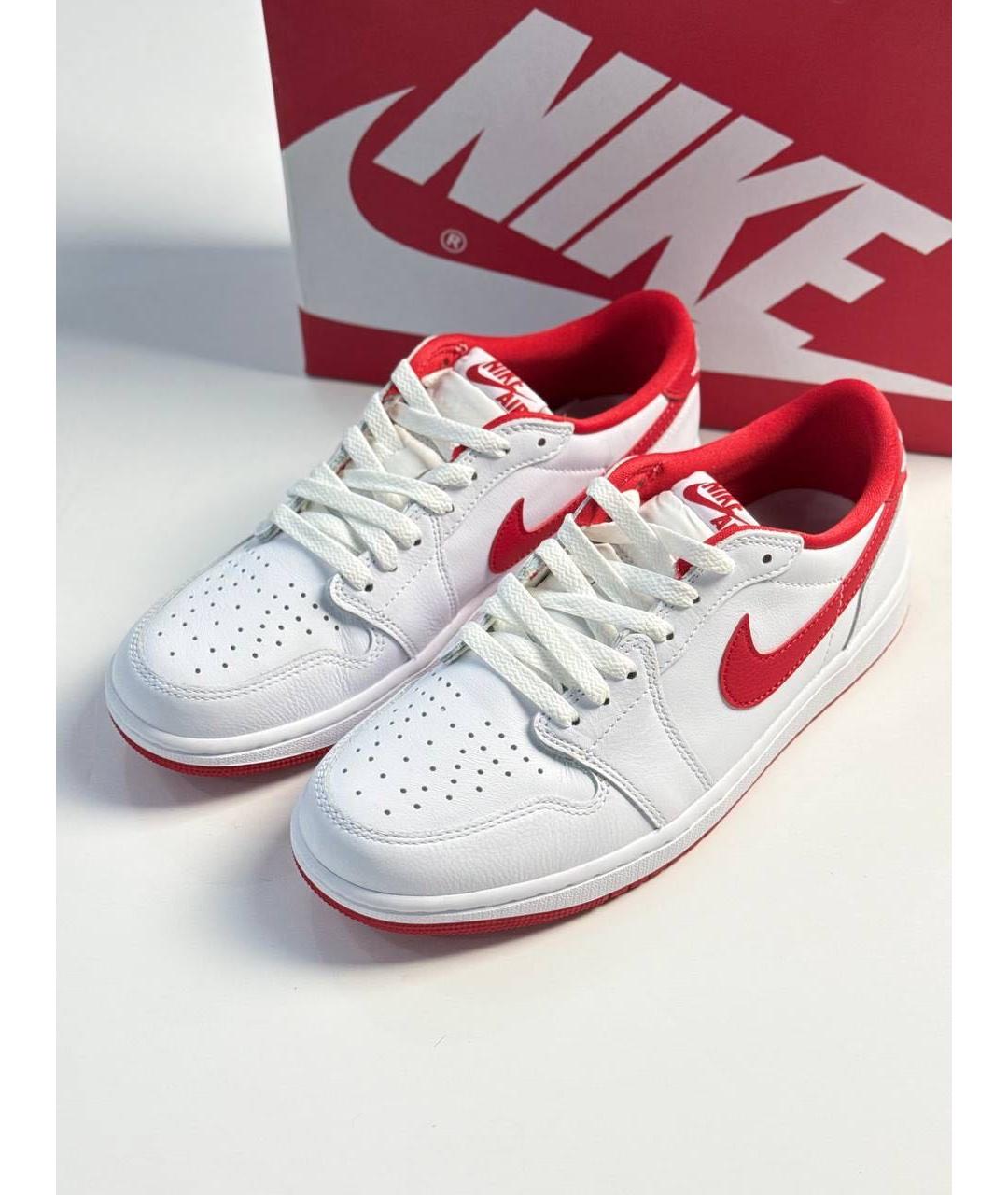 JORDAN Белые кожаные низкие кроссовки / кеды, фото 2