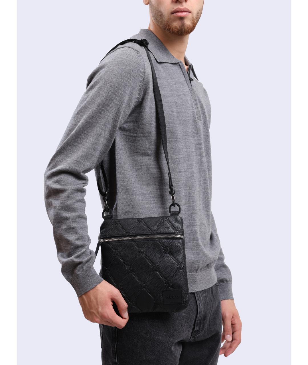 HUGO Черная сумка на плечо из искусственной кожи, фото 2