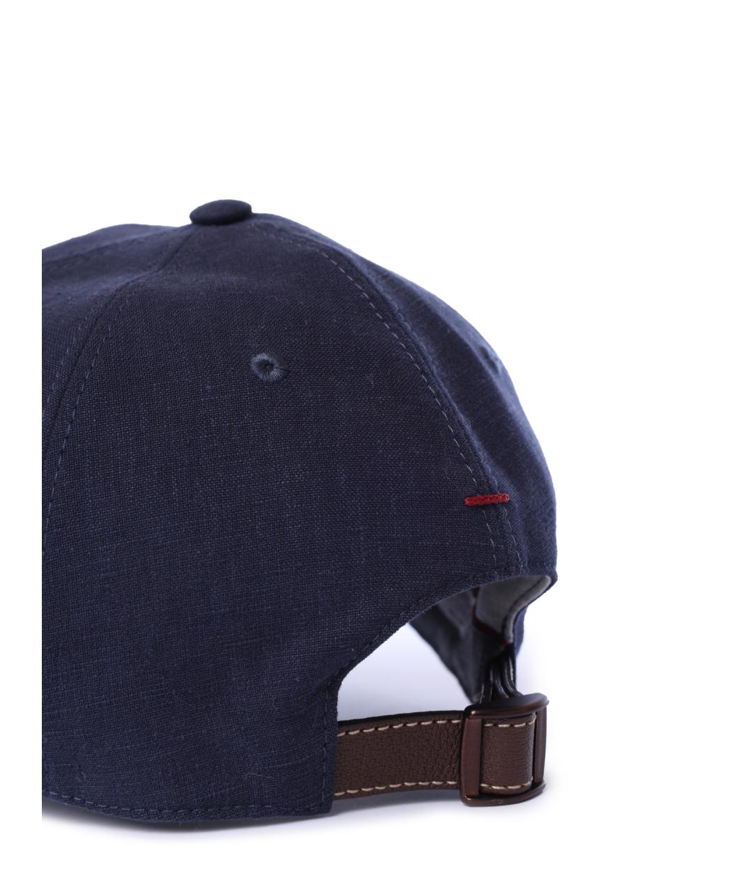 BRUNELLO CUCINELLI Темно-синяя льняная кепка/бейсболка, фото 3