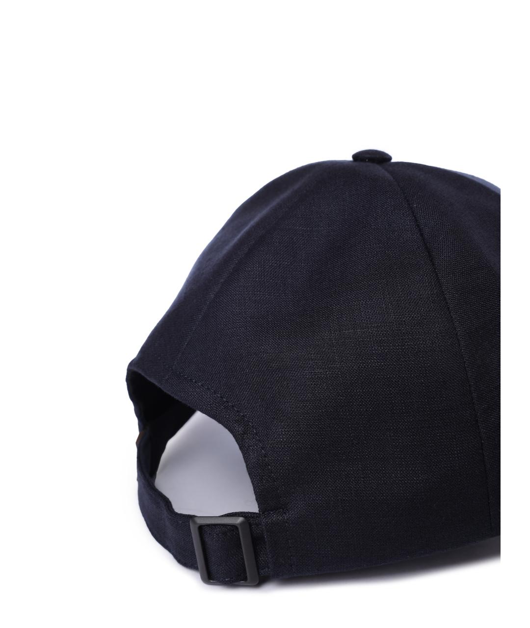 HUGO BOSS Темно-синяя льняная кепка/бейсболка, фото 4