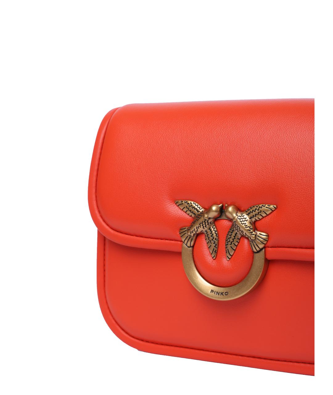 PINKO Оранжевая кожаная сумка через плечо, фото 4