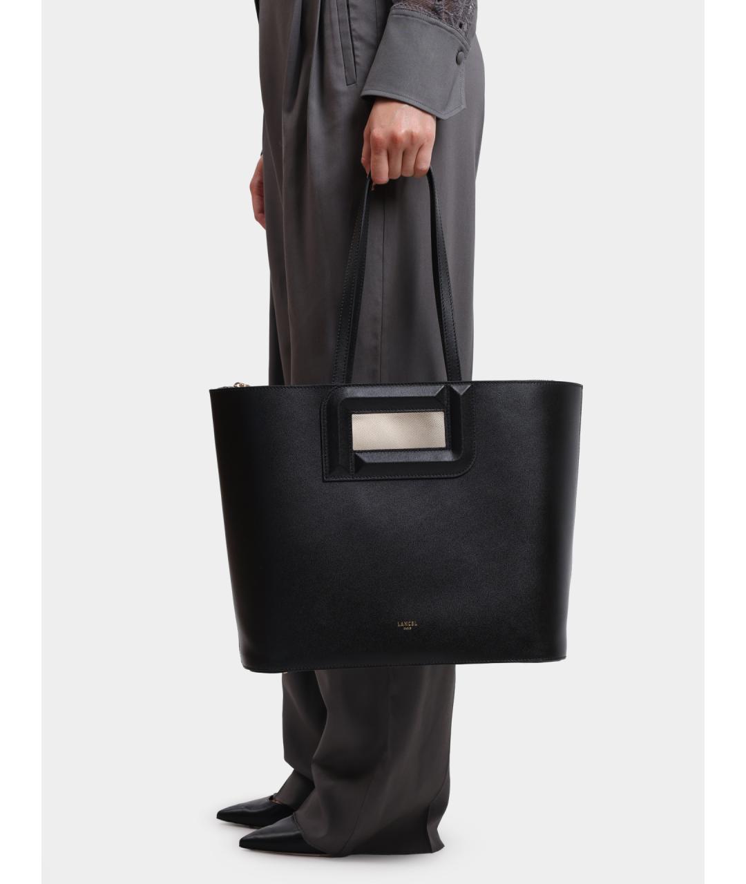 LANCEL Черная кожаная сумка тоут, фото 2