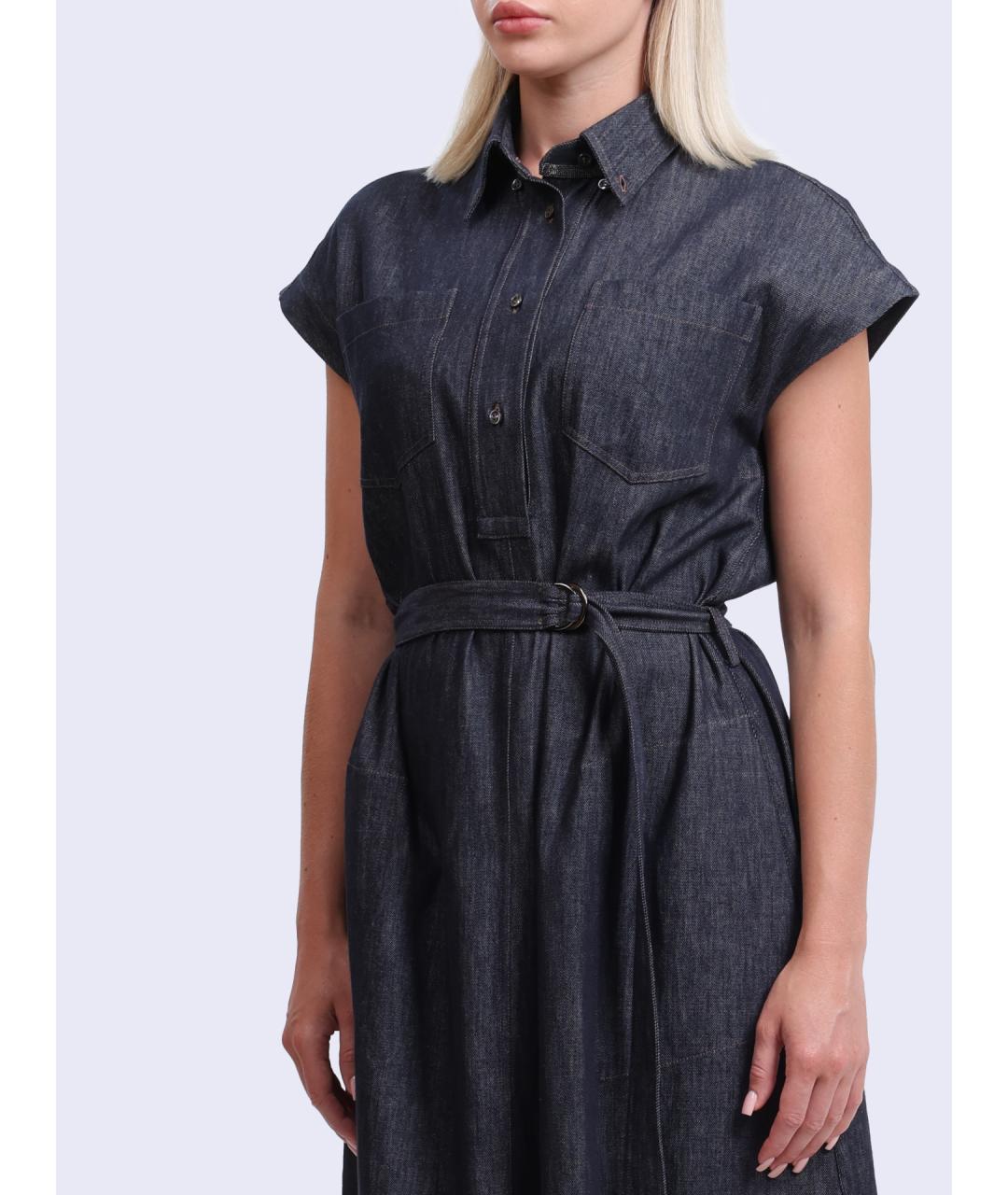 BRUNELLO CUCINELLI Синее хлопковое платье, фото 3