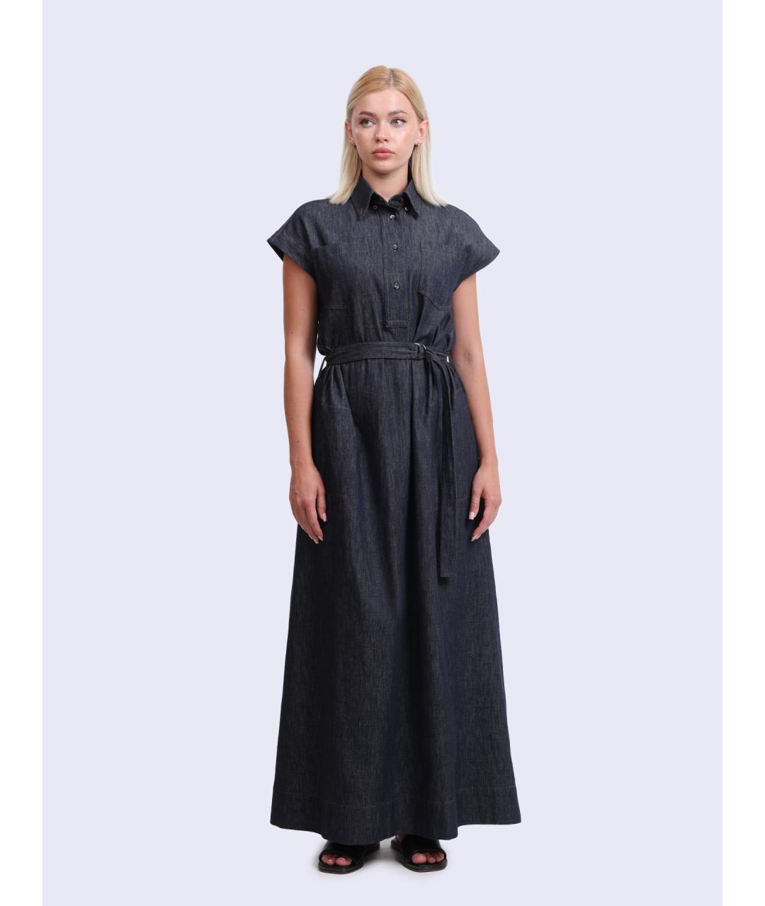 BRUNELLO CUCINELLI Синее хлопковое платье, фото 6