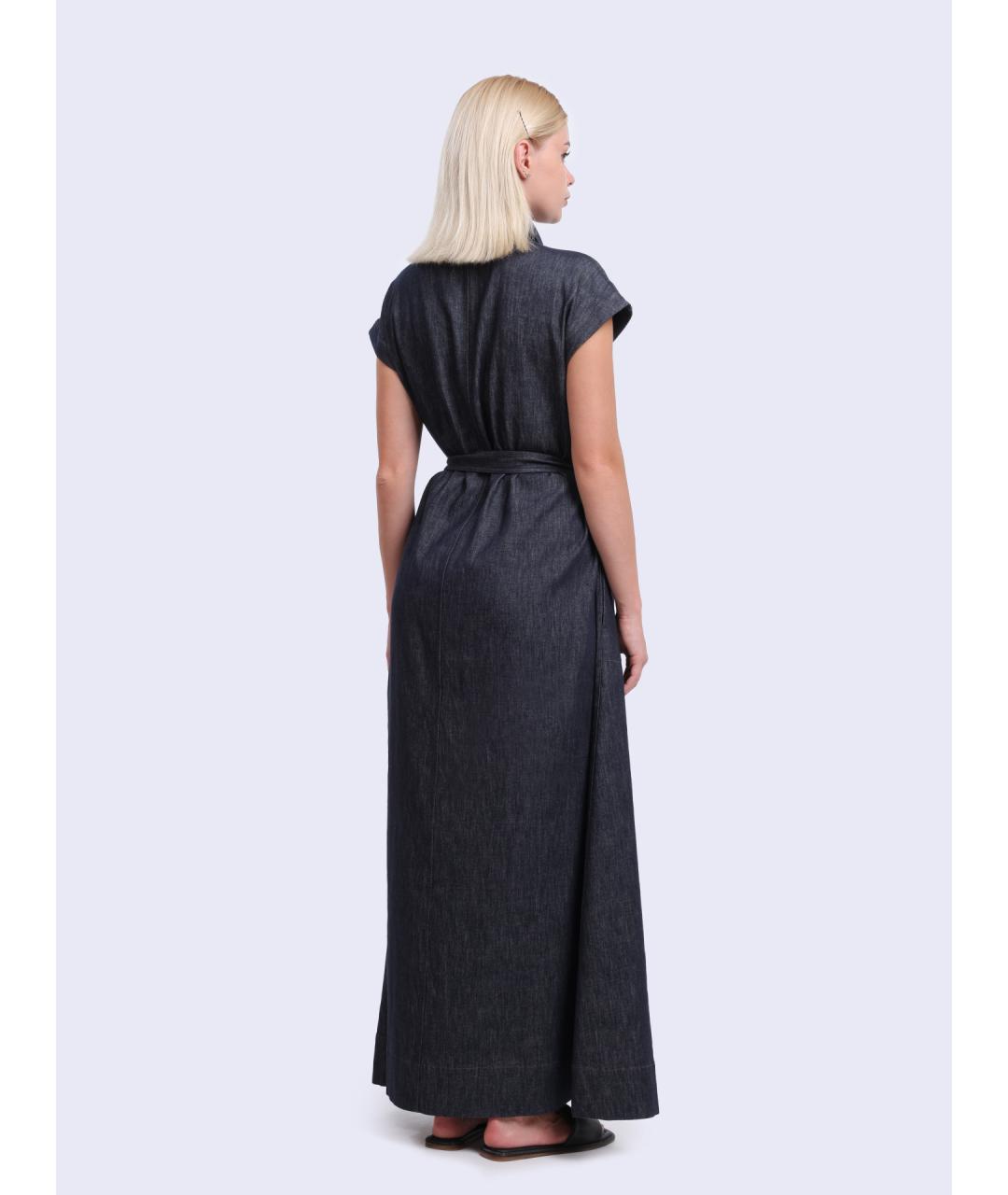 BRUNELLO CUCINELLI Синее хлопковое платье, фото 5