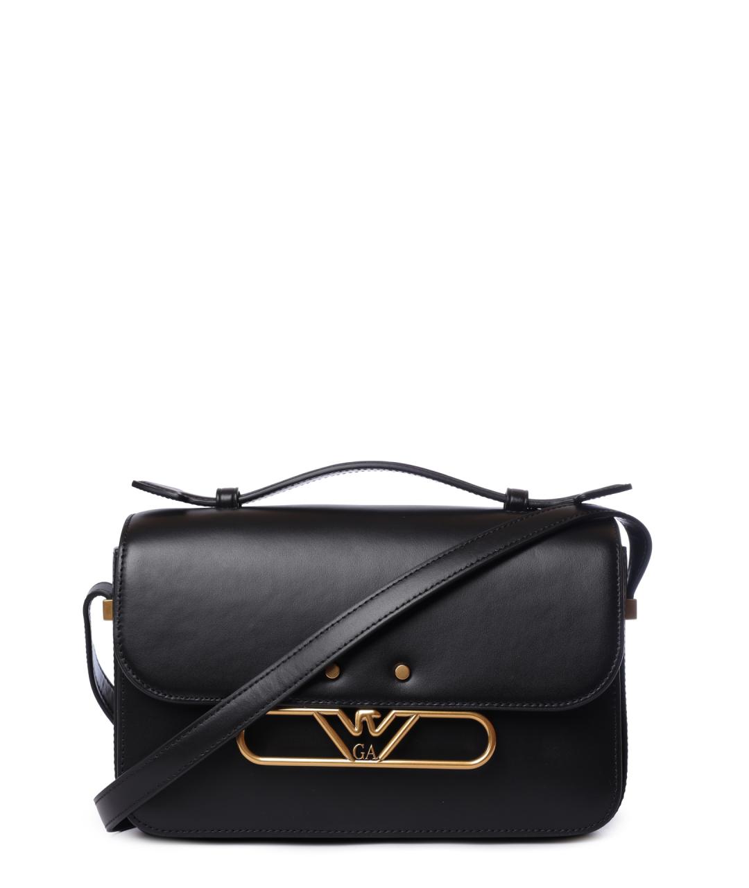 EMPORIO ARMANI Черная кожаная сумка через плечо, фото 1