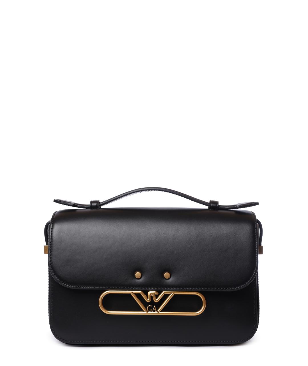 EMPORIO ARMANI Черная кожаная сумка через плечо, фото 2