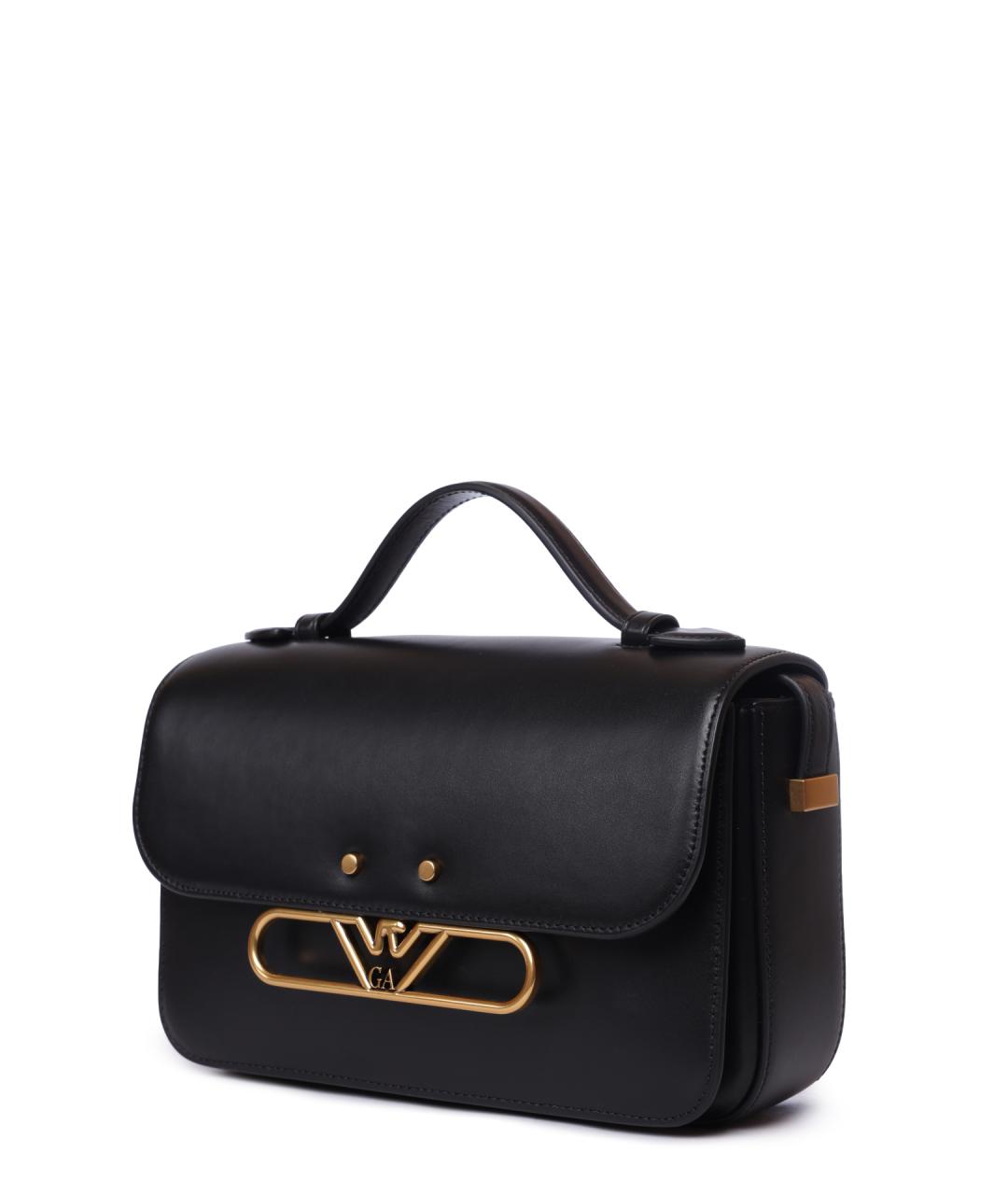 EMPORIO ARMANI Черная кожаная сумка через плечо, фото 3