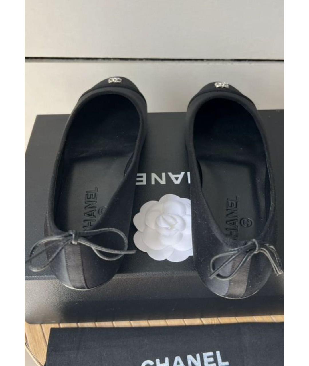 CHANEL Черные текстильные балетки, фото 3