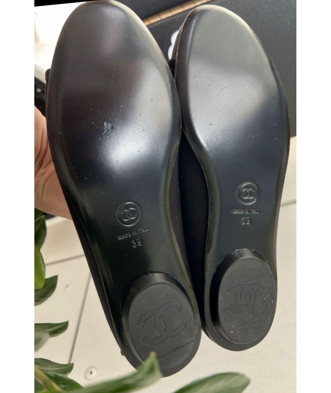 CHANEL Черные текстильные балетки, фото 4