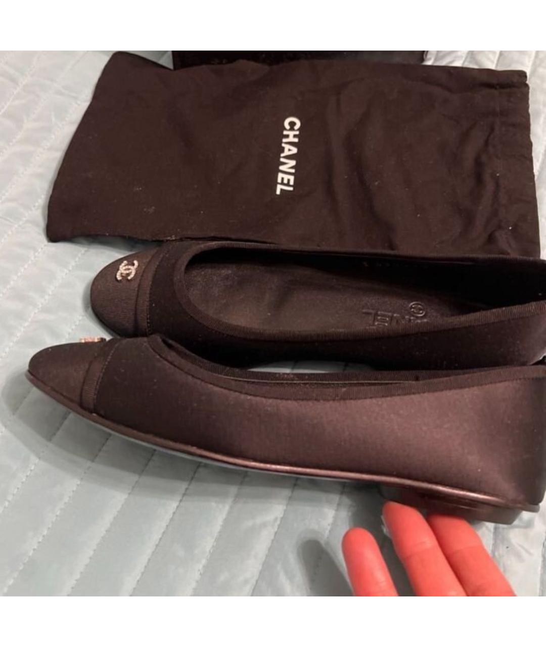 CHANEL Черные текстильные балетки, фото 8