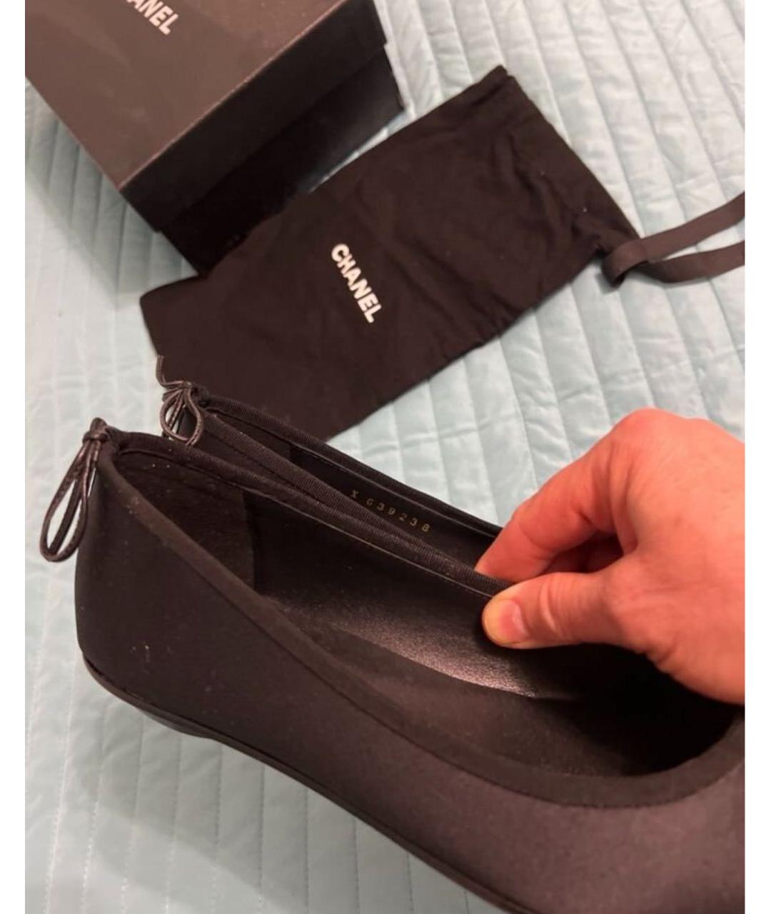 CHANEL Черные текстильные балетки, фото 6