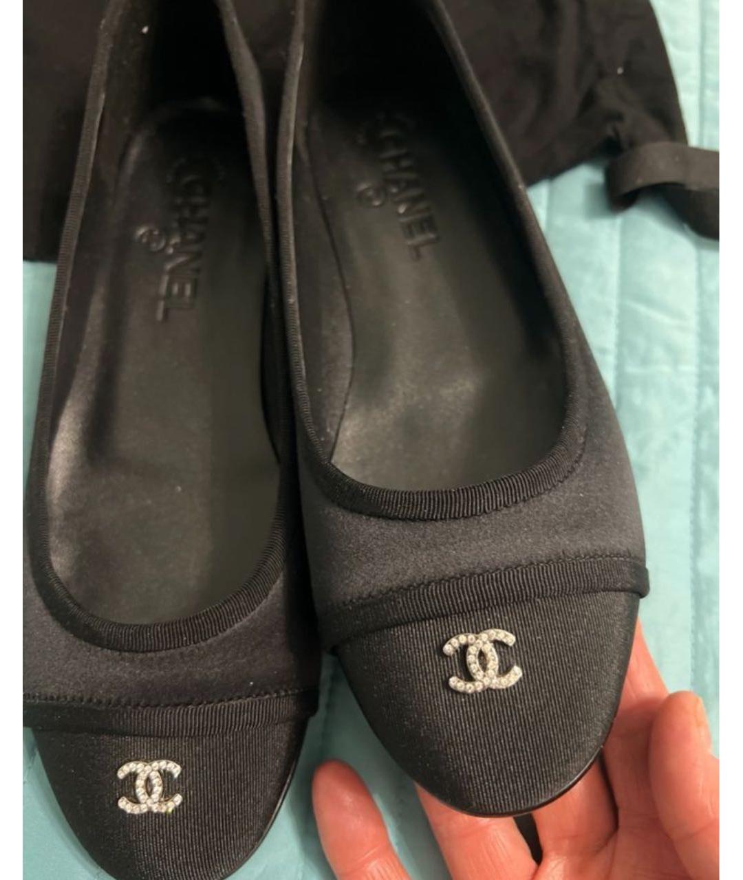 CHANEL Черные текстильные балетки, фото 5