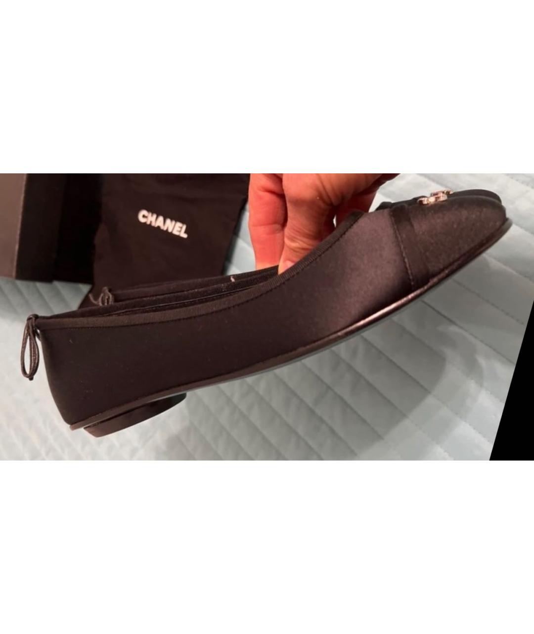 CHANEL Черные текстильные балетки, фото 9