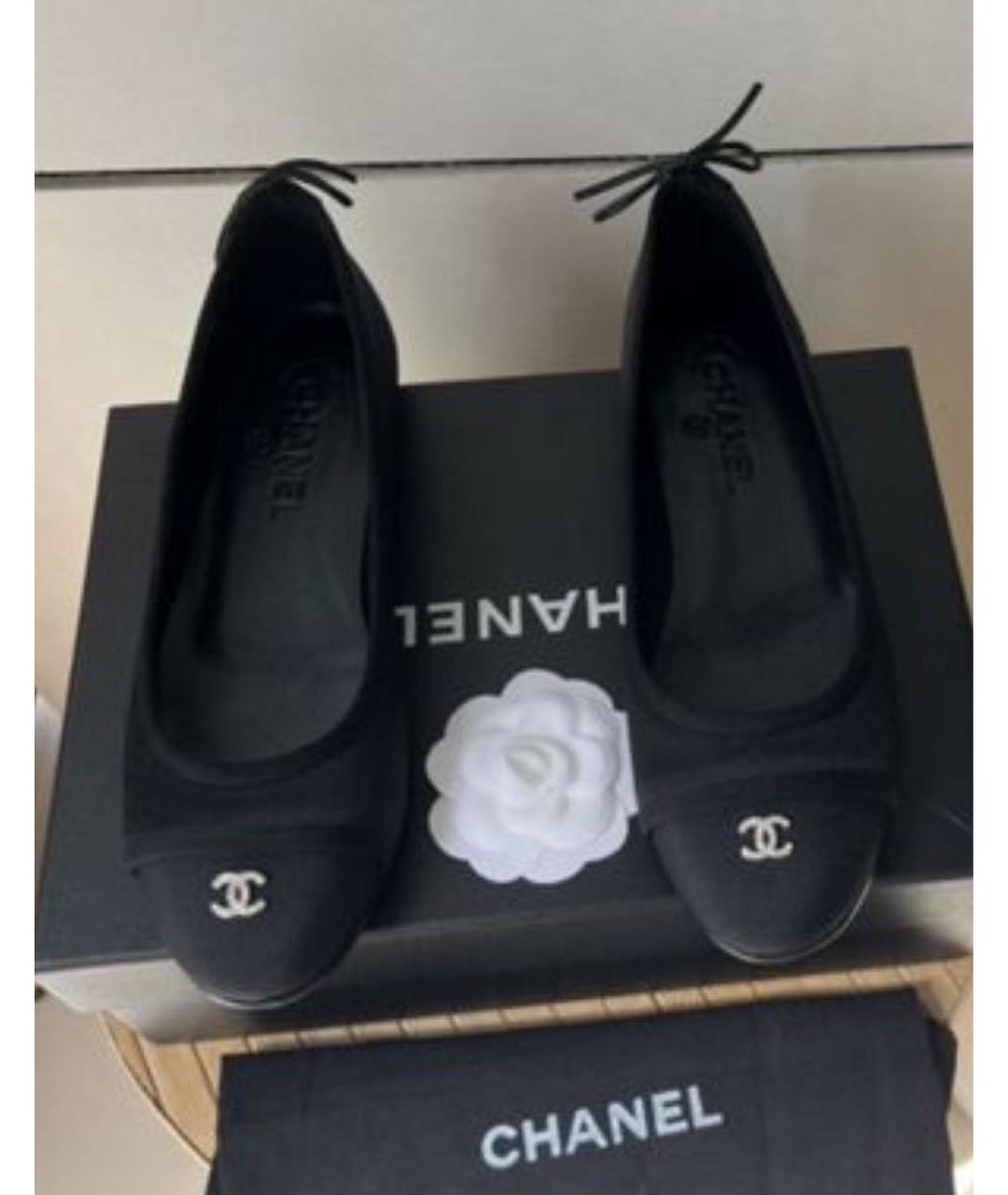 CHANEL Черные текстильные балетки, фото 2