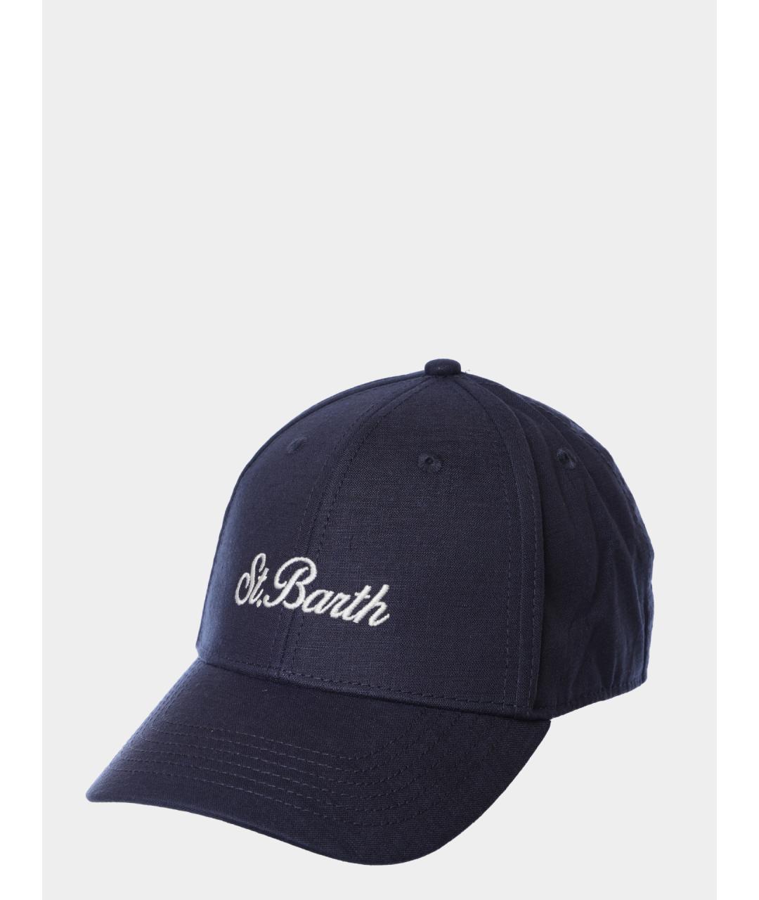 St. Barth Темно-синяя льняная кепка/бейсболка, фото 5
