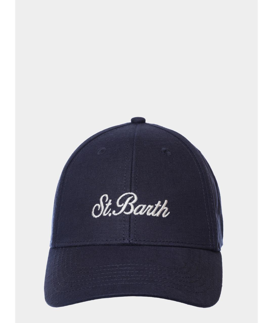 St. Barth Темно-синяя льняная кепка/бейсболка, фото 3