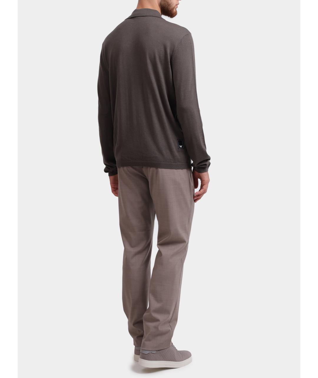 EMPORIO ARMANI Коричневый шерстяной джемпер / свитер, фото 5