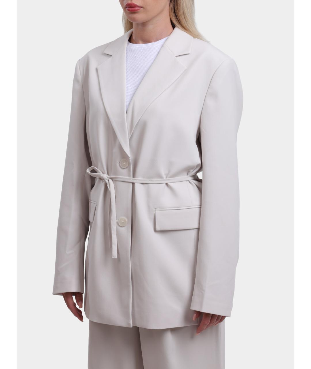 CALVIN KLEIN Бежевый полиэстеровый жакет/пиджак, фото 3