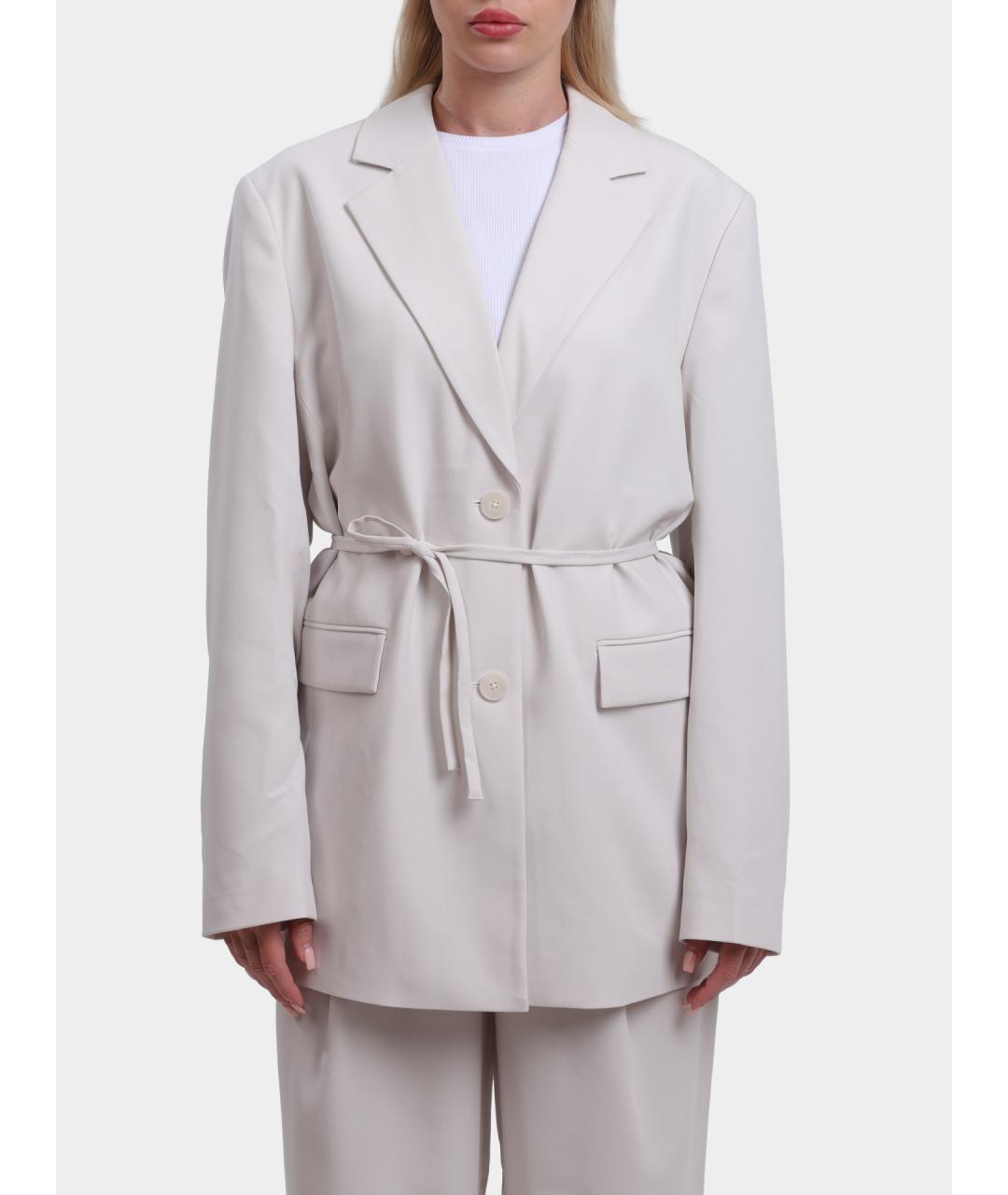 CALVIN KLEIN Бежевый полиэстеровый жакет/пиджак, фото 5