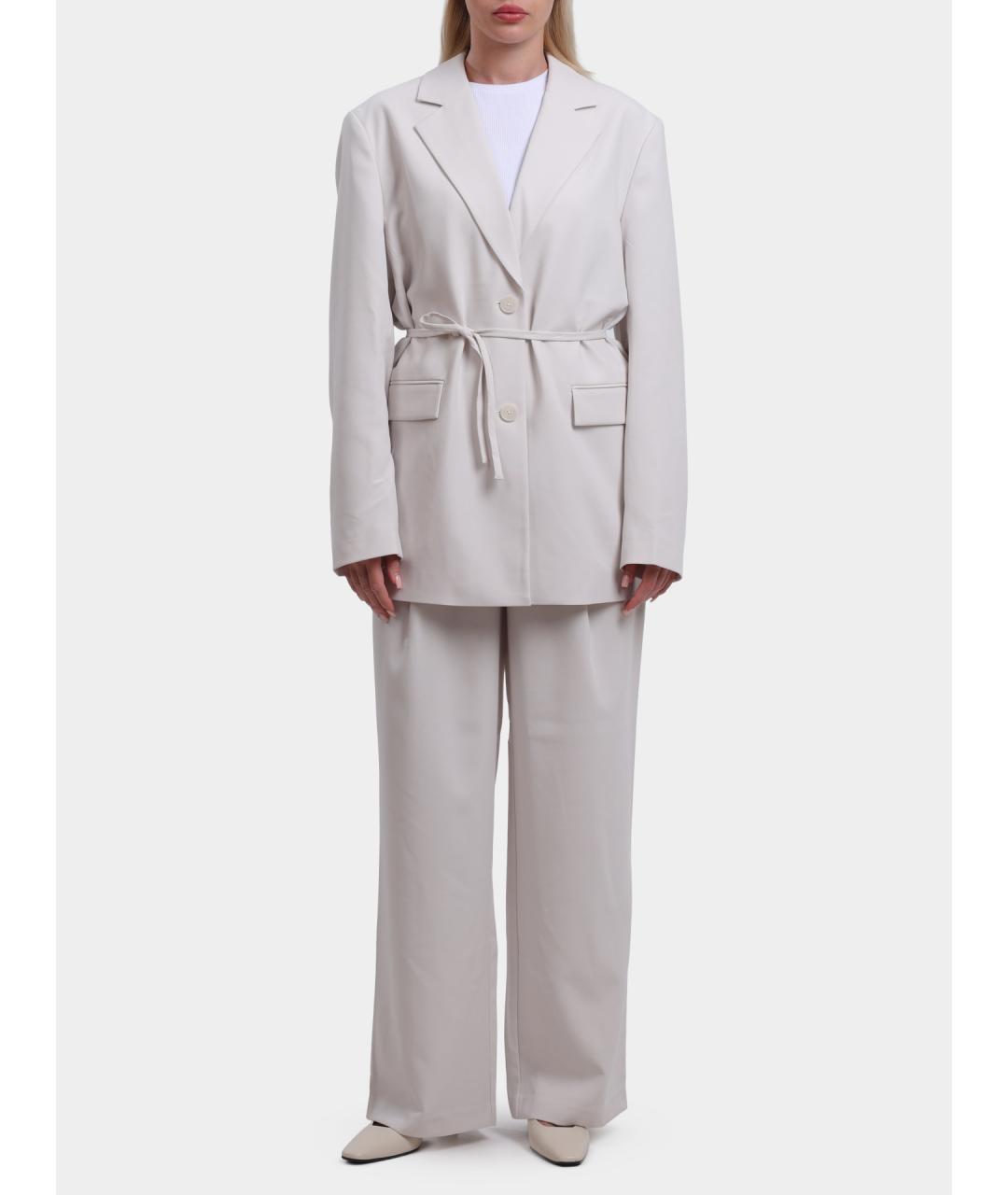 CALVIN KLEIN Бежевый полиэстеровый жакет/пиджак, фото 2