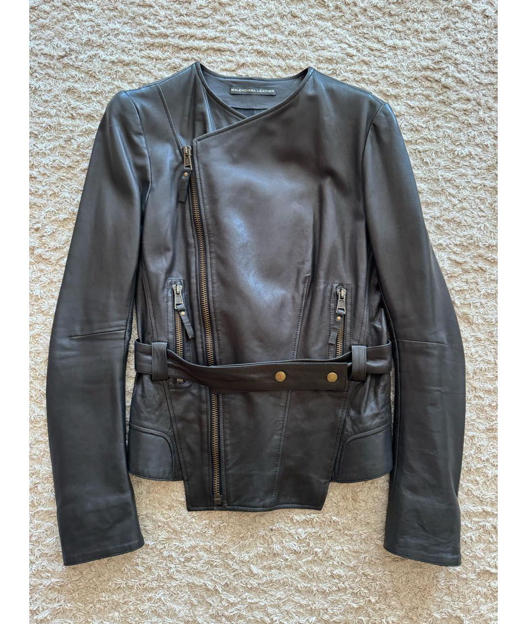 BALENCIAGA Черная кожаная куртка, фото 8