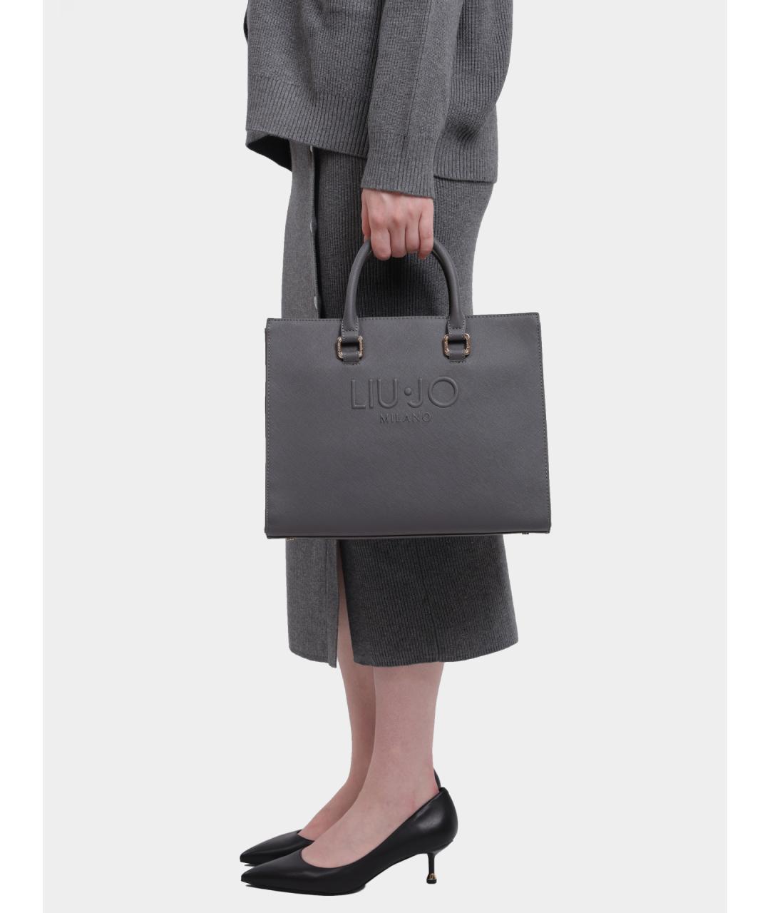 LIU JO Серая сумка тоут из искусственной кожи, фото 2