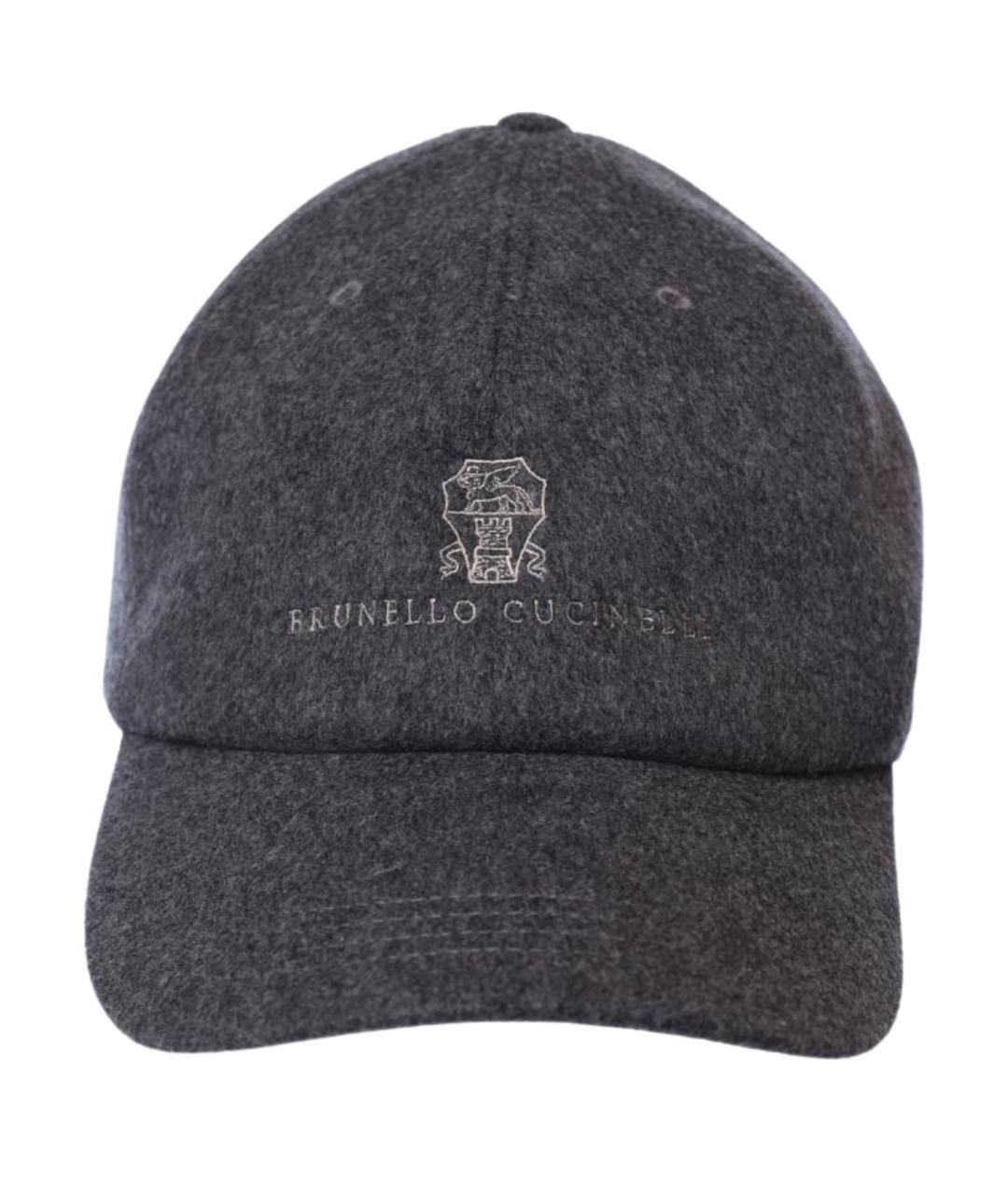 BRUNELLO CUCINELLI Серая кашемировая кепка/бейсболка, фото 1