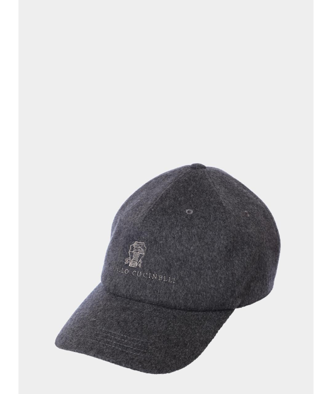 BRUNELLO CUCINELLI Серая кашемировая кепка/бейсболка, фото 2