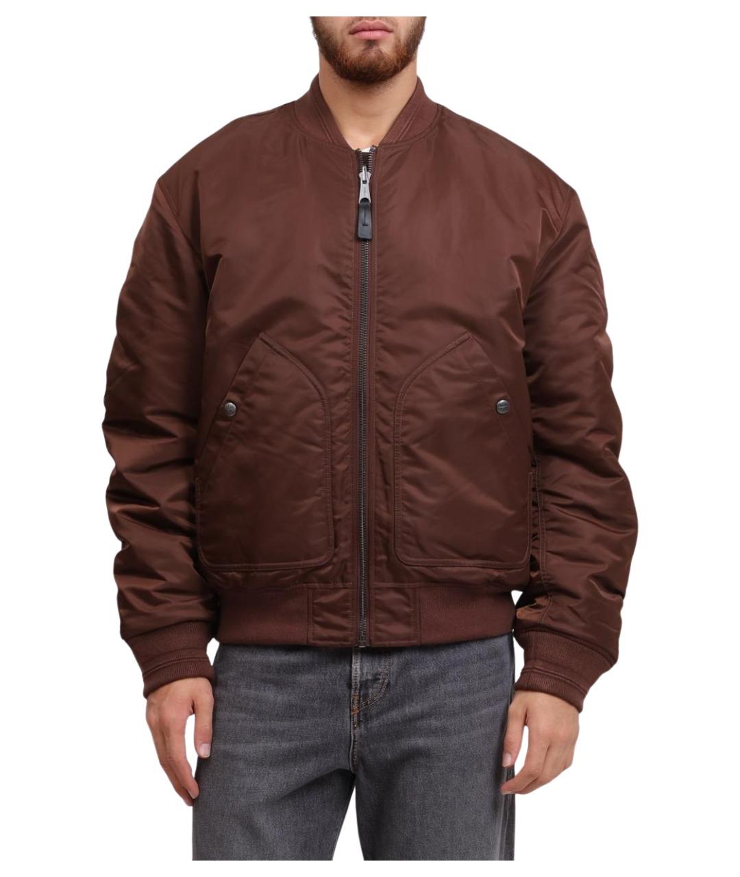 DIESEL Коричневая полиамидовая куртка, фото 1