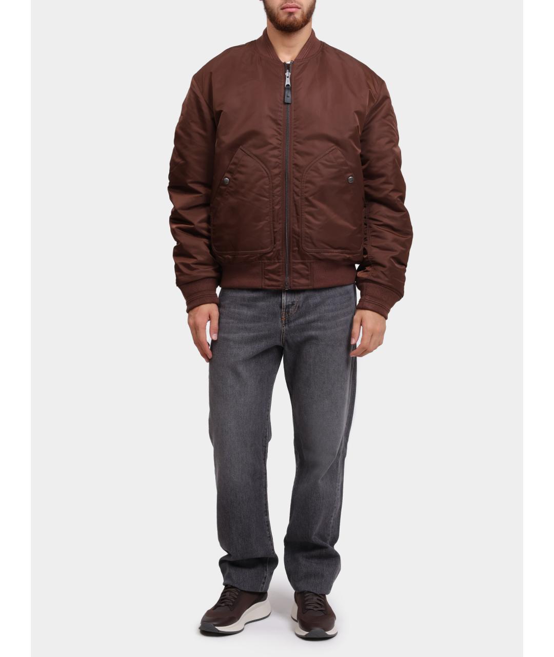 DIESEL Коричневая полиамидовая куртка, фото 2