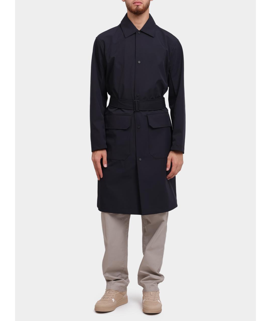 ARMANI EXCHANGE Темно-синий полиэстеровый тренч / плащ, фото 7