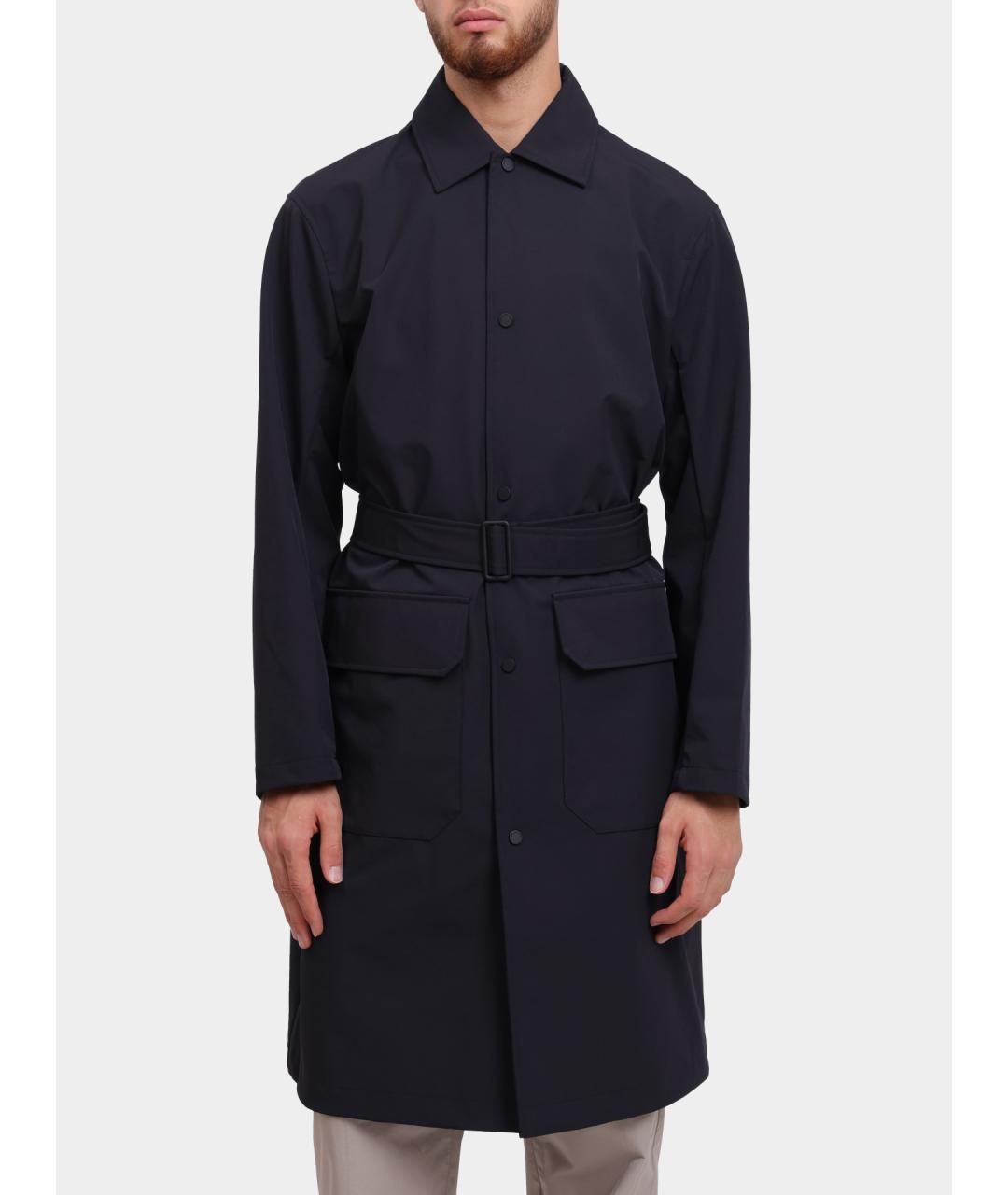 ARMANI EXCHANGE Темно-синий полиэстеровый тренч / плащ, фото 3