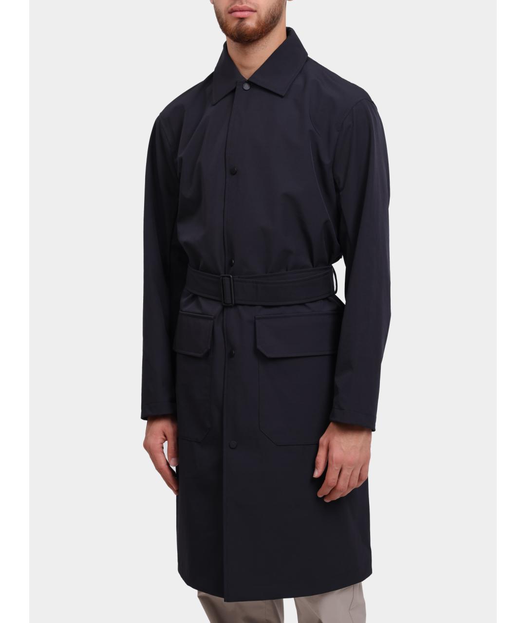 ARMANI EXCHANGE Темно-синий полиэстеровый тренч / плащ, фото 4