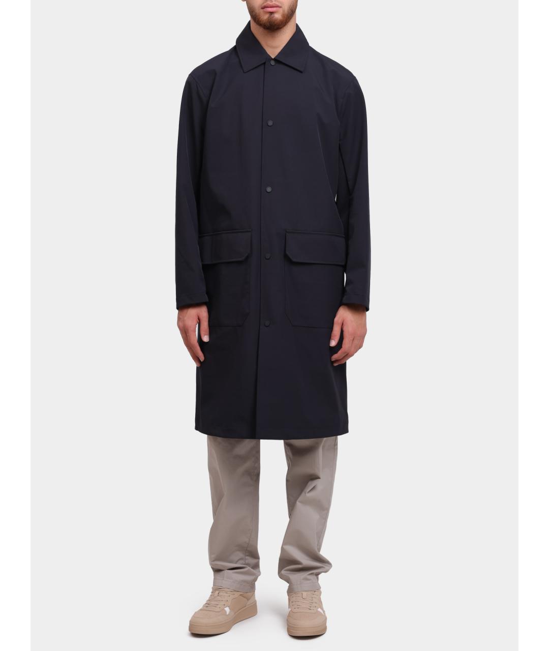ARMANI EXCHANGE Темно-синий полиэстеровый тренч / плащ, фото 2