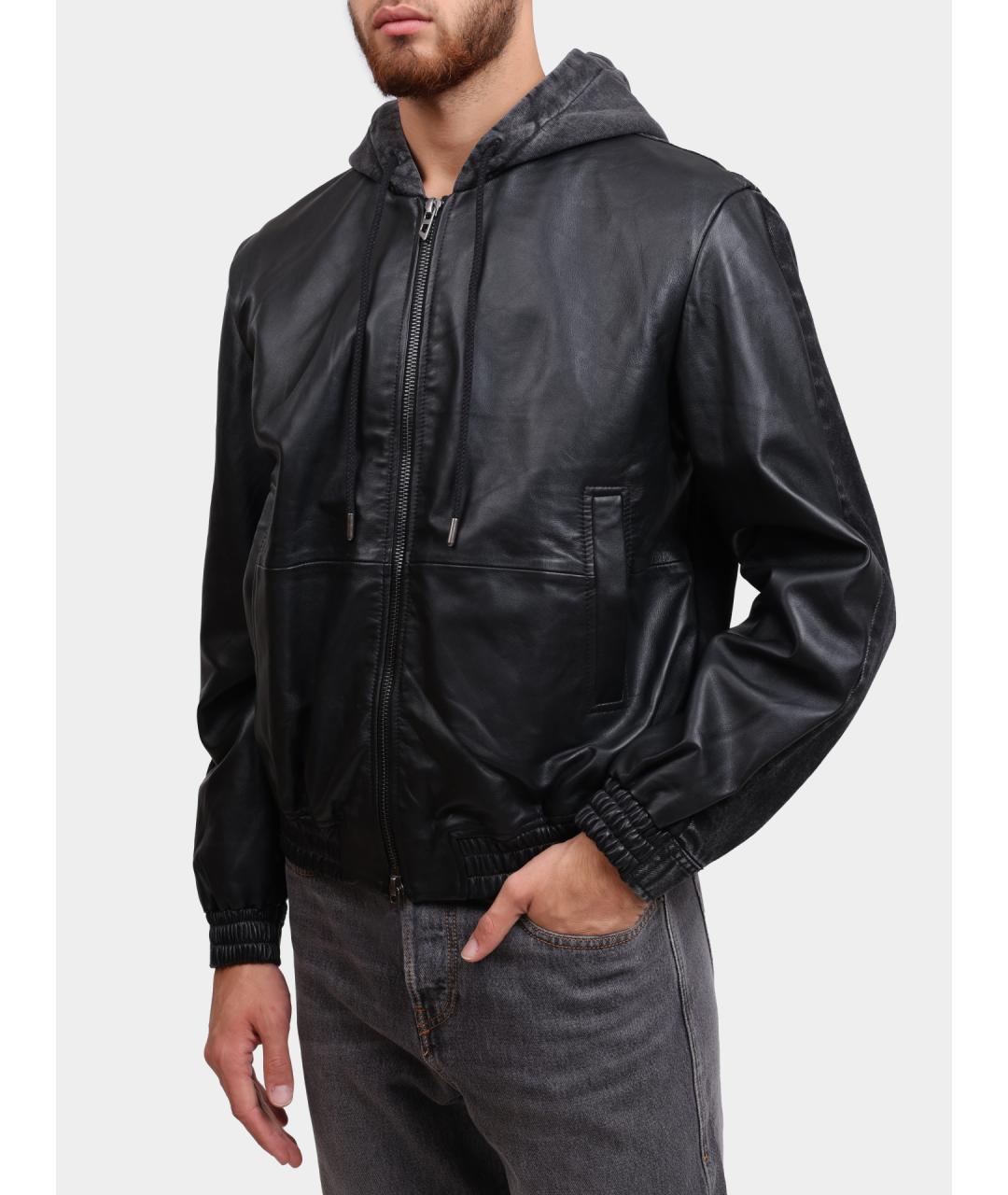 DIESEL Черная кожаная куртка, фото 2