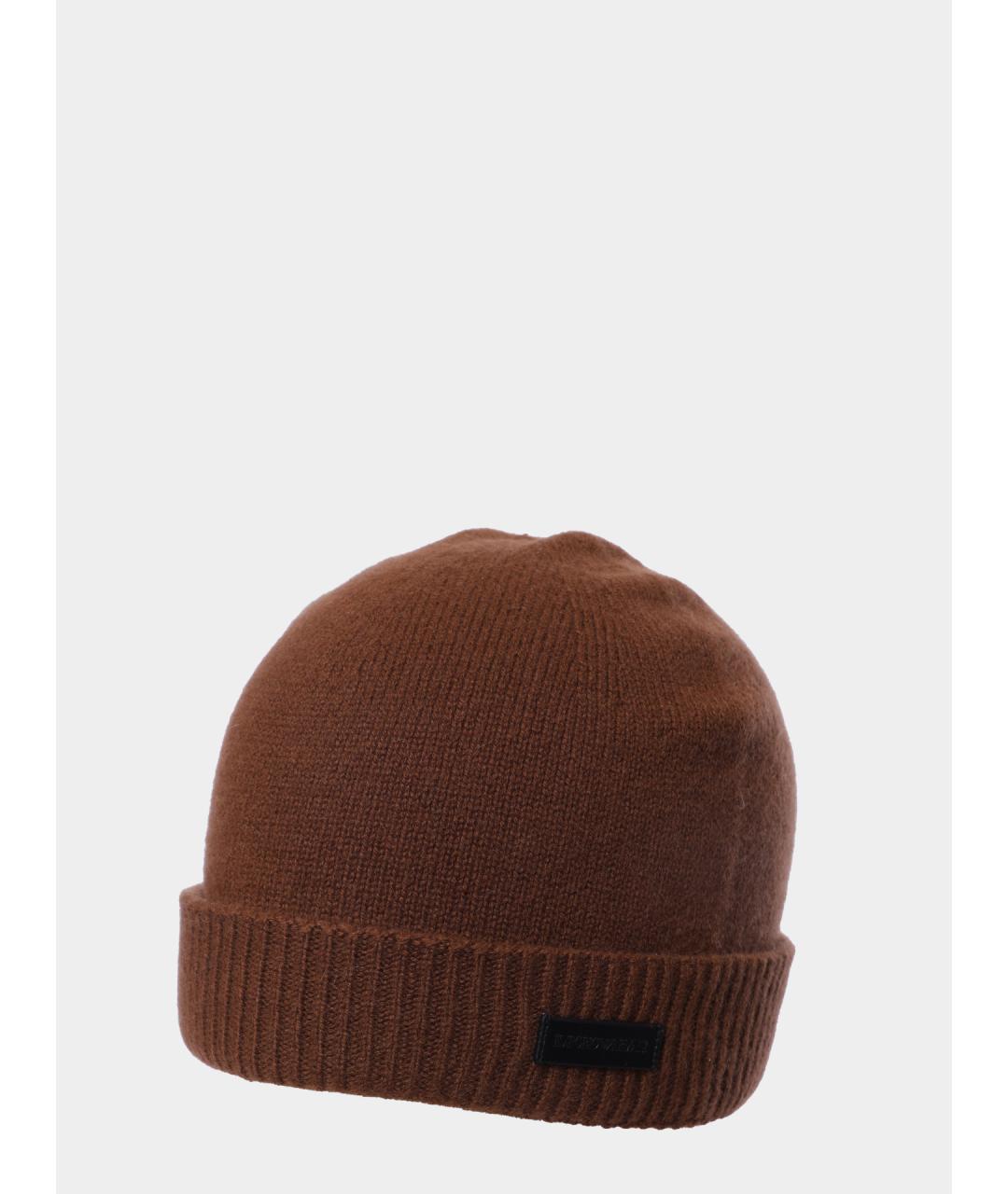 EMPORIO ARMANI Коричневая кашемировая шапка, фото 3