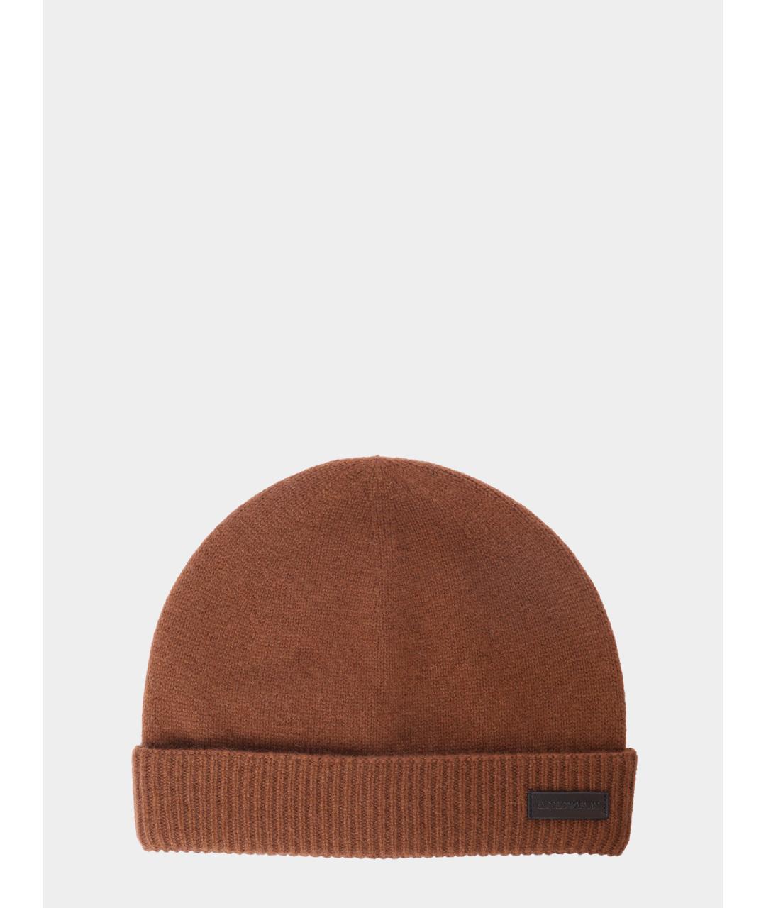 EMPORIO ARMANI Коричневая кашемировая шапка, фото 6