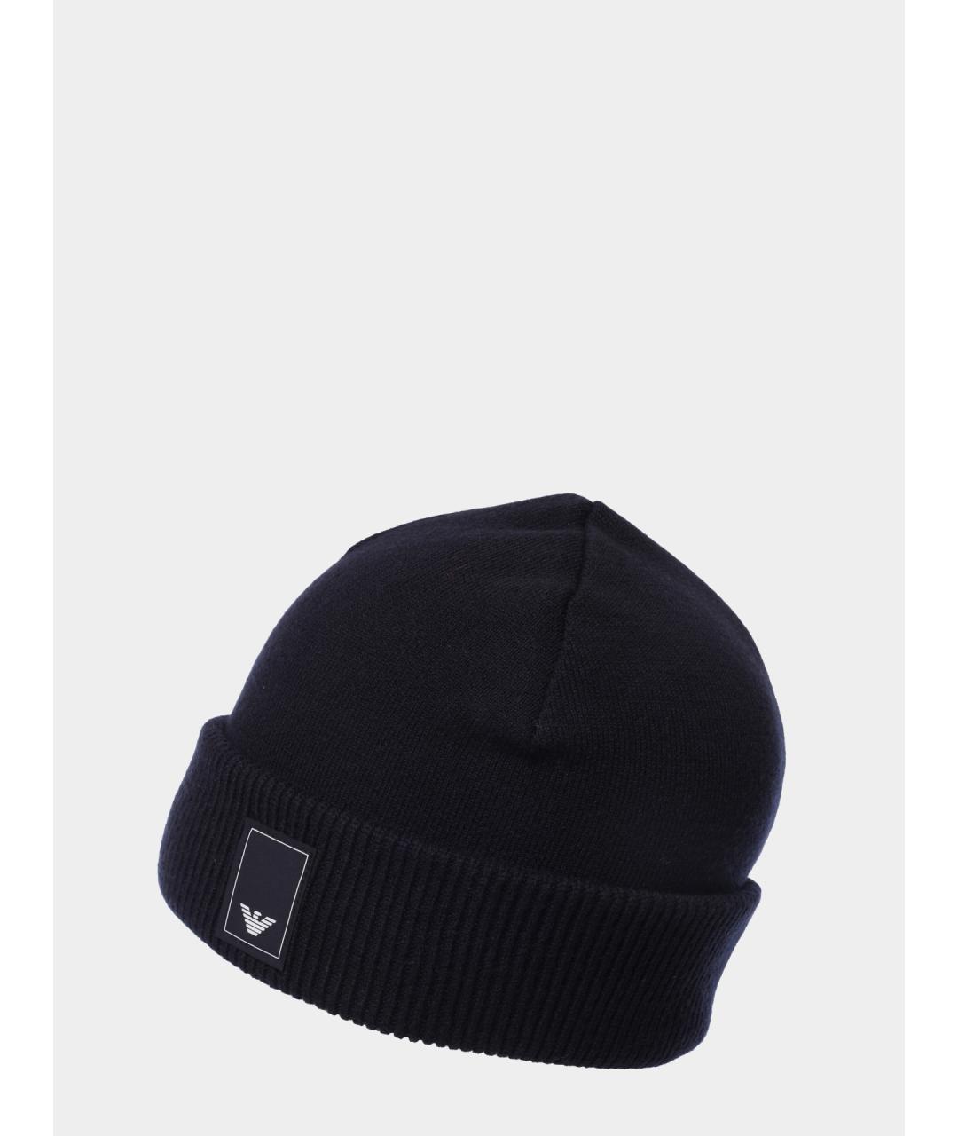 EMPORIO ARMANI Синяя шерстяная шапка, фото 2