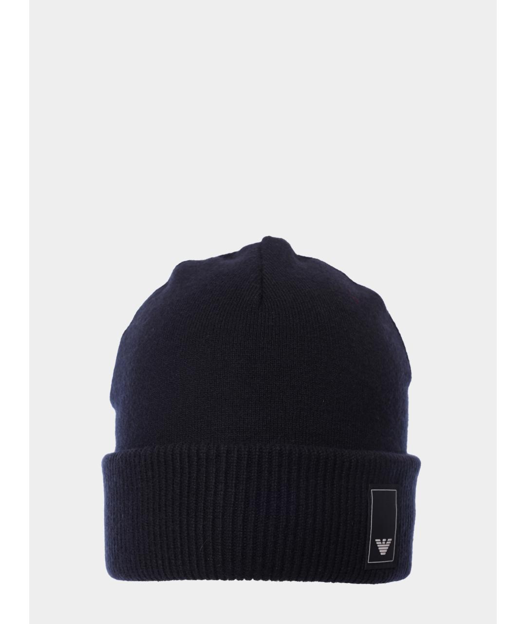 EMPORIO ARMANI Синяя шерстяная шапка, фото 3