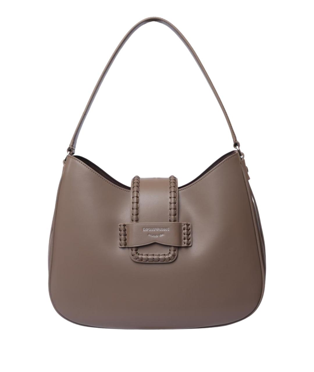 EMPORIO ARMANI Бежевая кожаная сумка через плечо, фото 1