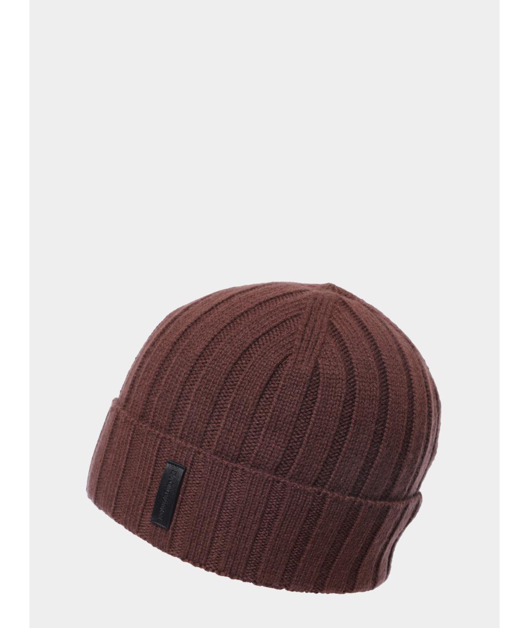 EMPORIO ARMANI Коричневая шерстяная шапка, фото 2
