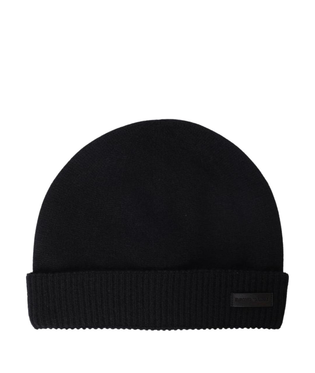 EMPORIO ARMANI Черная кашемировая шапка, фото 1