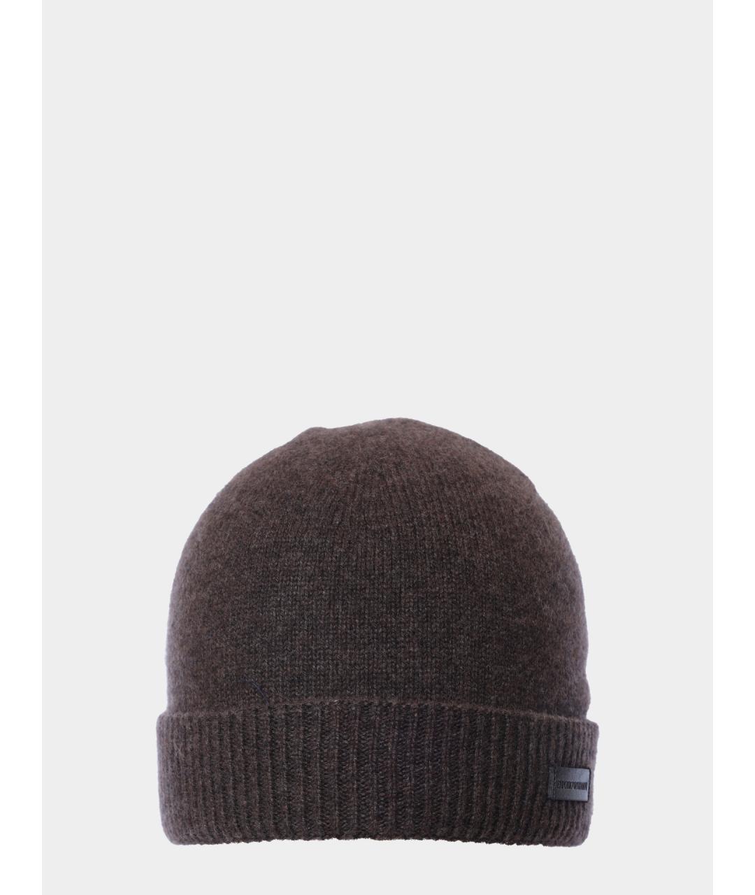 EMPORIO ARMANI Коричневая кашемировая шапка, фото 3