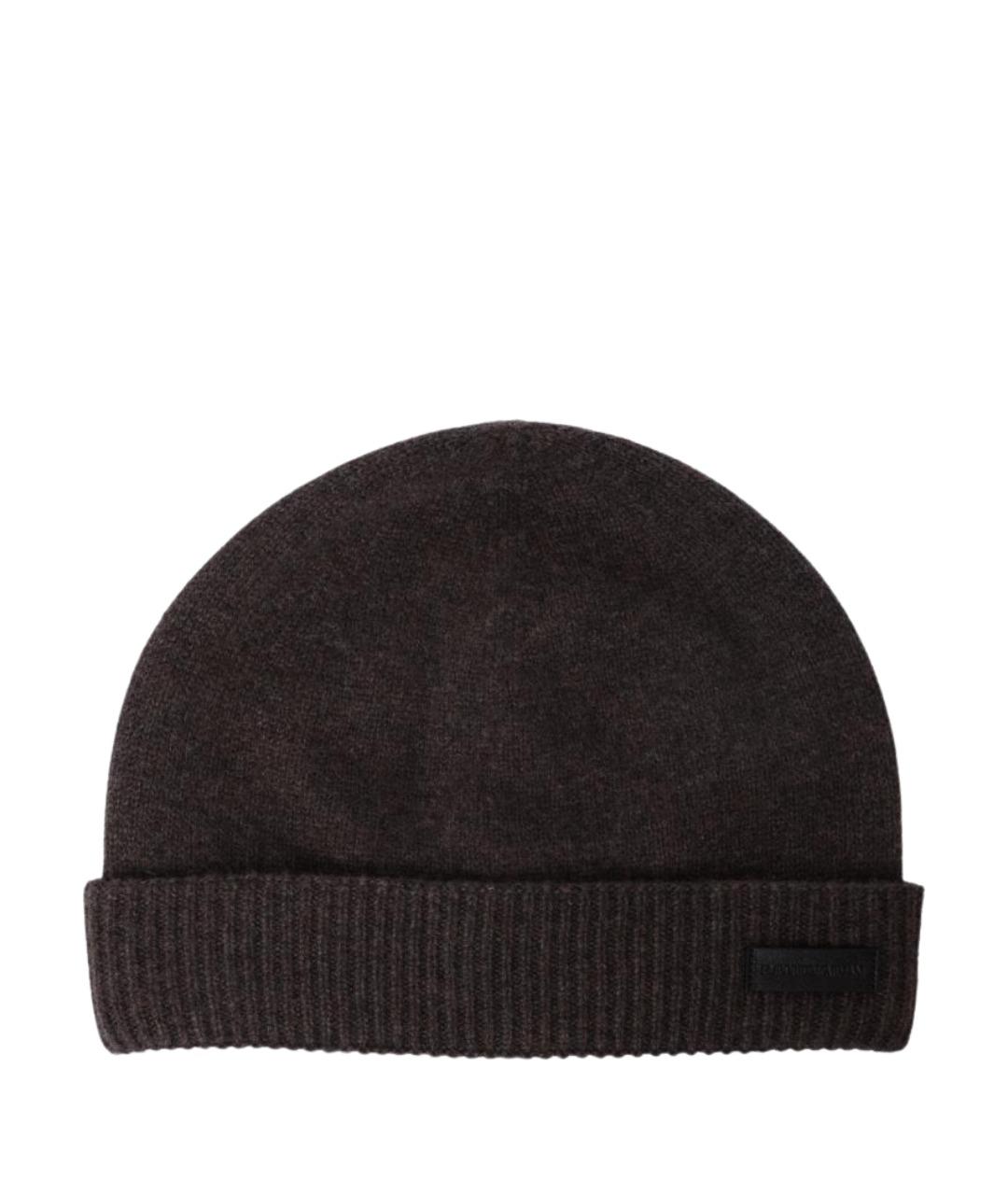 EMPORIO ARMANI Коричневая кашемировая шапка, фото 1