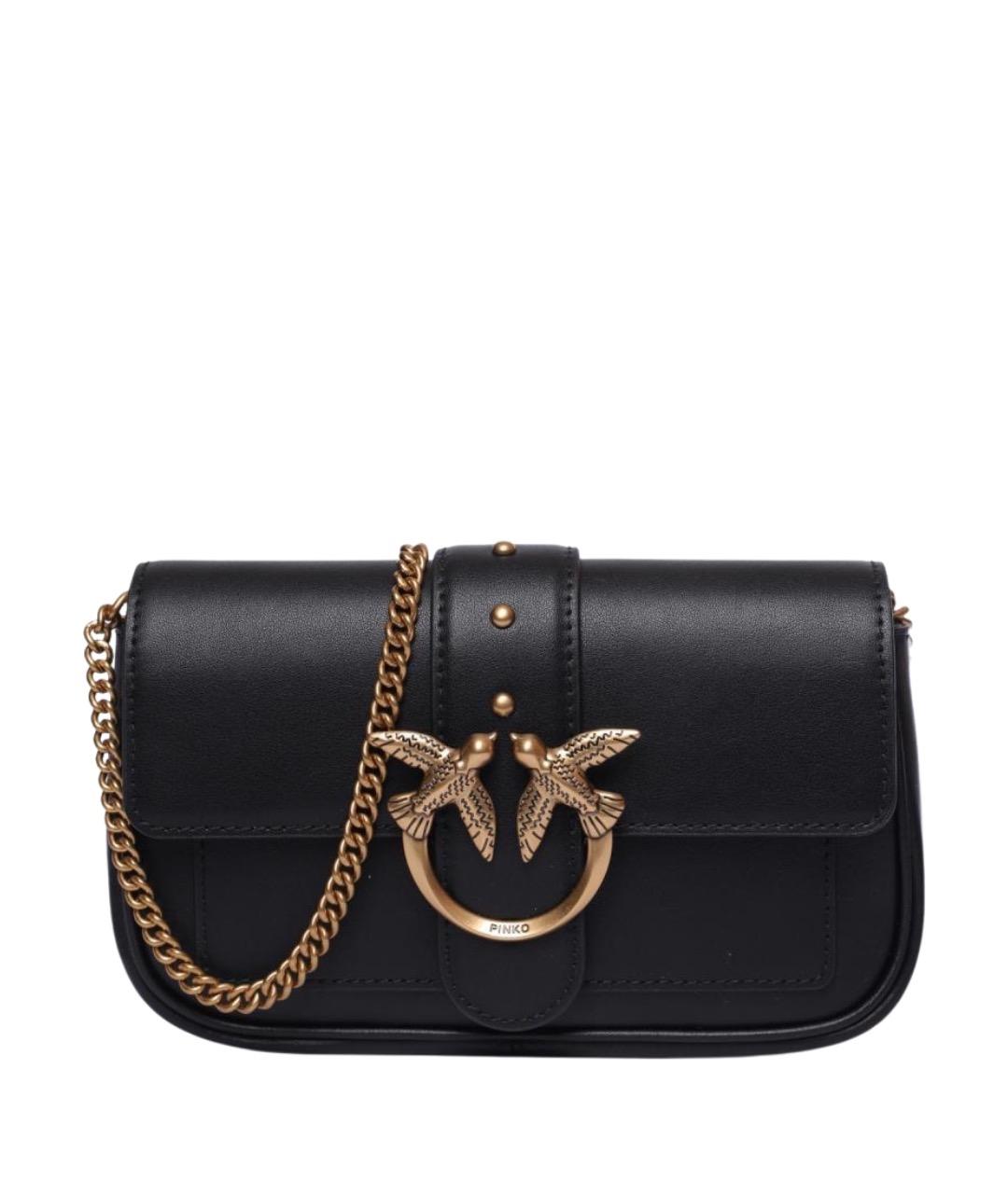 PINKO Черная кожаная сумка через плечо, фото 1