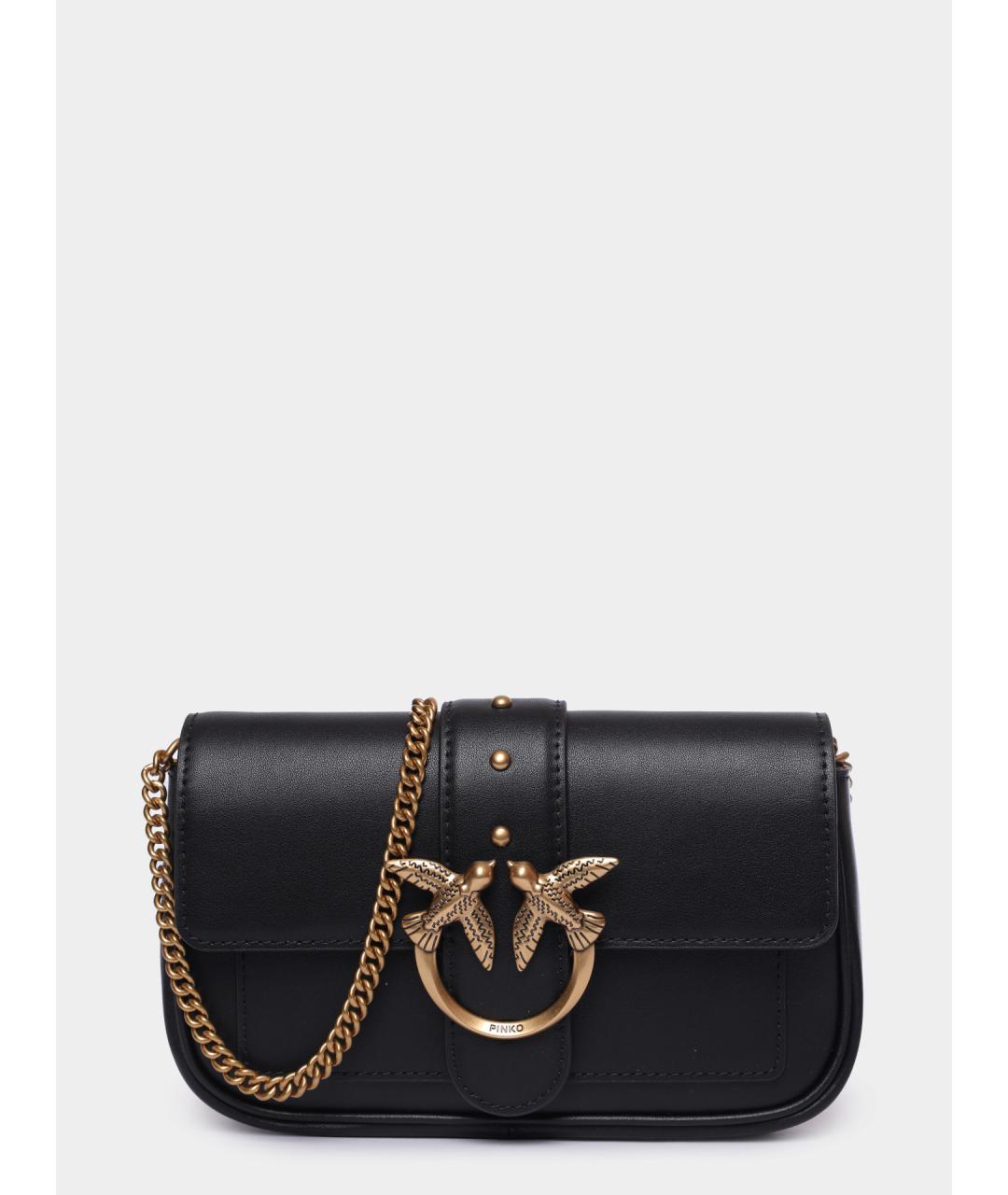 PINKO Черная кожаная сумка через плечо, фото 6