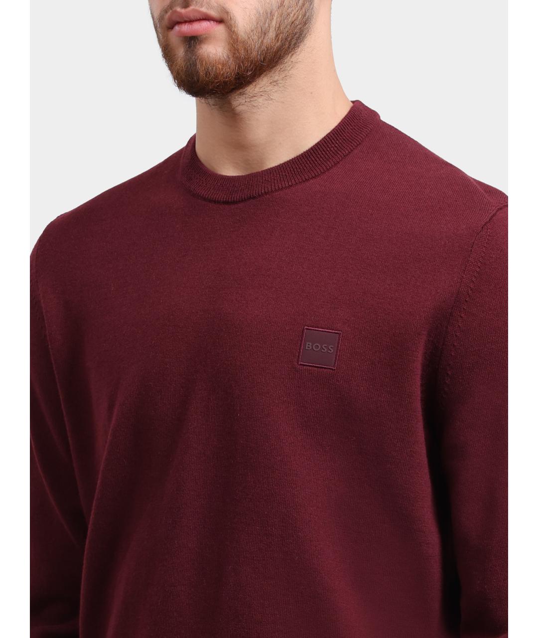 HUGO BOSS Бордовый хлопковый джемпер / свитер, фото 4
