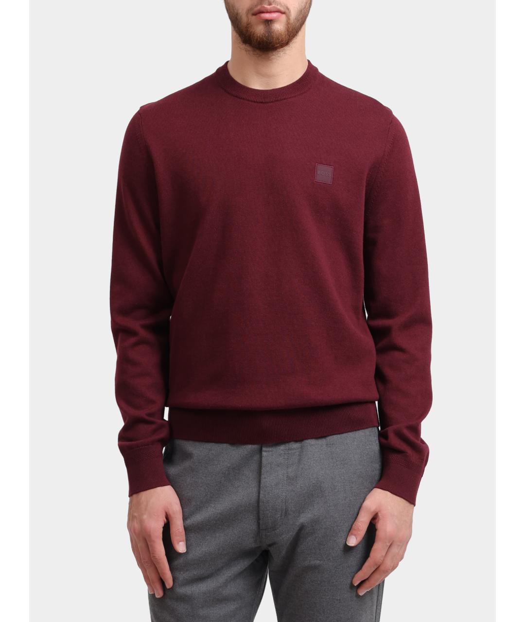 HUGO BOSS Бордовый хлопковый джемпер / свитер, фото 6